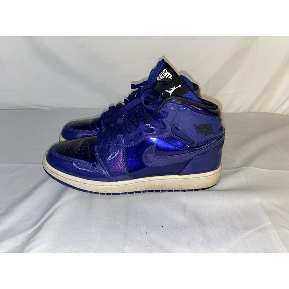 Nike Air Jordan 1 Retro Deep Royal Purple Patent Anti-Gravity Sz 7Y 705300-420 - Picture 1 of 6